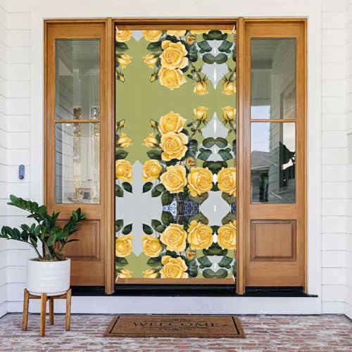 Gelbe Rose - Festliches Türbanner mit Seil, wiederverwendbare Feiertagstürabdeckung für Halloween, Weihnachten, Polyester, Outdoor-Dekoration, Geschenk Gelbe Rose - Festliches Türbanner mit Seil, wiederverwendbare Feiertagstürabdeckung für Halloween, Weihnachten, Polyester, Outdoor-Dekoration, Geschenk von ZERAOKE