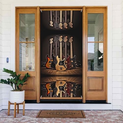 Gitarre Bass Musik Musikinstrumente - Festive Türbanner mit Seil, wiederverwendbare Feiertagstürabdeckung für Halloween, Weihnachten, Polyester, Outdoor-Dekoration, Geschenk Gitarre Bass Musik Musikinstrumente - Festive Türbanner mit Seil, wiederverwendbare Feiertagstürabdeckung für Halloween, Weihnachten, Polyester, Outdoor-Dekoration, Geschenk von ZERAOKE