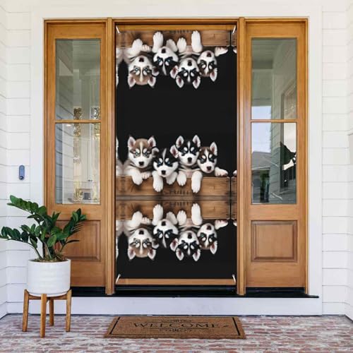 Husky-Welpen-Hunde-Festive-Türbanner mit Seil, wiederverwendbare Feiertagstürabdeckung für Halloween, Weihnachten, Polyester, Outdoor-Dekoration, Geschenk Husky-Welpen-Hunde-Festive-Türbanner mit Seil, wiederverwendbare Feiertagstürabdeckung für Halloween, Weihnachten, Polyester, Outdoor-Dekoration, Geschenk von ZERAOKE
