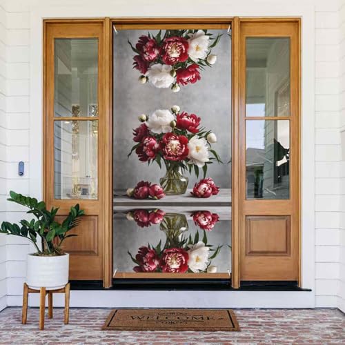 Pfingstrosenblüten - Festive Türbanner mit Seil, wiederverwendbare Feiertagstürabdeckung für Halloween, Weihnachten, Polyester, Outdoor-Dekoration, Geschenk Pfingstrosenblüten - Festive Türbanner mit Seil, wiederverwendbare Feiertagstürabdeckung für Halloween, Weihnachten, Polyester, Outdoor-Dekoration, Geschenk von ZERAOKE