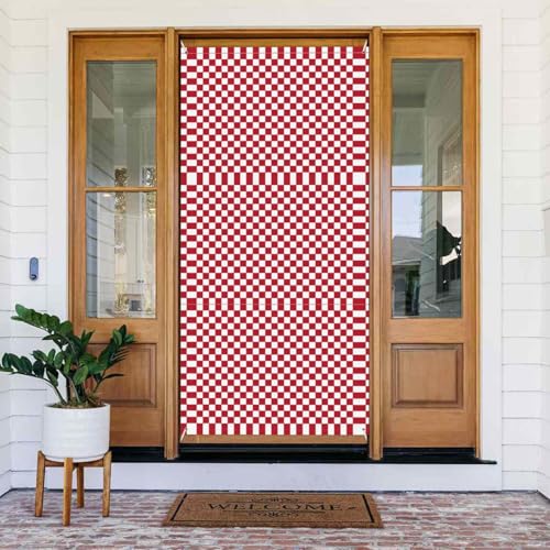 Rot karierte weiße Quadrate - Festliches Türbanner mit Seil, wiederverwendbare Feiertagstürabdeckung für Halloween, Weihnachten, Polyester, Outdoor-Dekoration, Geschenk Rot karierte weiße Quadrate - Festliches Türbanner mit Seil, wiederverwendbare Feiertagstürabdeckung für Halloween, Weihnachten, Polyester, Outdoor-Dekoration, Geschenk von ZERAOKE