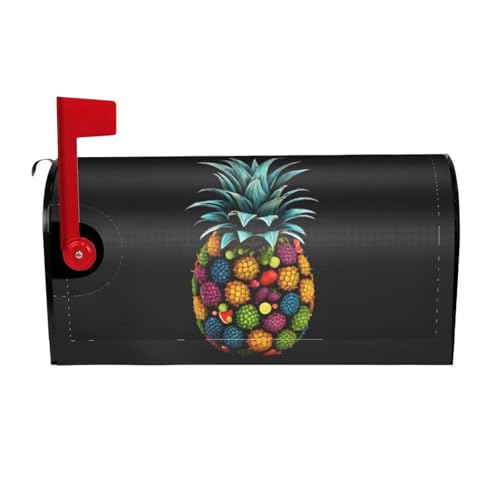ZERAOKE (Bunte Ananas), personalisierte Briefkastenabdeckungen, magnetisch (große Größe 64,8 x 53,3 cm), Briefkastenabdeckung, Briefkastenabdeckung für Garten, Hof, Dekorationen für draußen von ZERAOKE