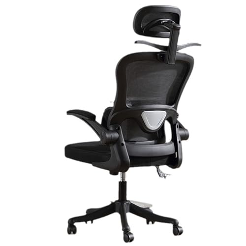 Ergonomic Office Gaming Chair mit einstellbarem Kopf- und Mesh -Home -Schreibtischstuhl mit dynamischer Rückenunterstützung Abnehmbarer Kleiderregal Tilt für Studienarbeitsarbeitsarbeit (Schwarz) von ZERAPH