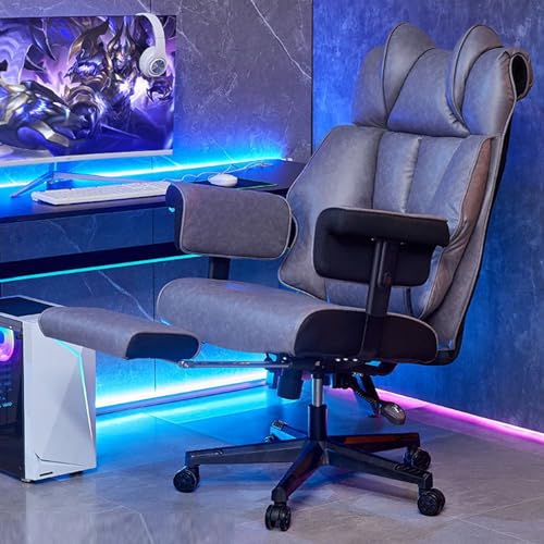 Ergonomische PU -Lederspiele plus Büroschreibtisch mit 140 ° RECLINE -ROCKS -Merkmal verstellbare Armlehnen Kopfstütze und Lendenwirbelsäule für die Heimstudie für das Arbeiten im Wohnzimmer im von ZERAPH