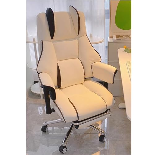 High Rücken Gaming Office Computer Schreibtischstuhl mit verstellbarer Kopfstütze drehende Armlehne Ergonomisches Design Comfy Gamer PC Stuhl mit Funktion Lumbalunterstützung und 135 ° LECLINE White von ZERAPH
