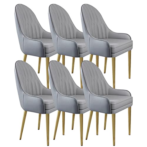 Küchenküche Essstühle Set von 6 Mikrofaser -Leder -Wohnzimmer Lounge Counterstühle robuste Kohlenstoffstahlmetallbeine (Farbe: Zement grau+hellgrau) von ZERAPH