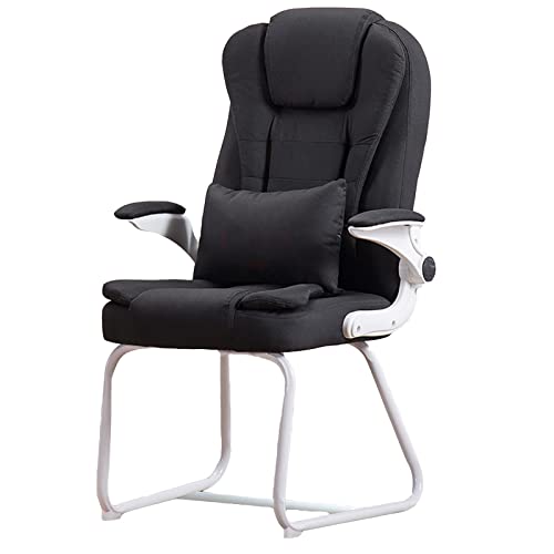 Moderne PU Leder -Bürospielstuhl mit Armen komfortabler Computerstuhl für Office Conference Dining Room Robus Gaststuhl für Wartezimmer Keine Räder stilvoller und ergonomischer Sitzstuhl erlernt von ZERAPH