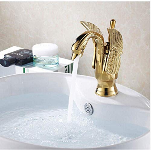 Wasserhahn, Küchenspüle, Messing, Schwanen-Stil, Gold, Bad, Waschbecken, Waschbecken, Mischbatterie, Badezimmer-Wasserhahn, Toilette von ZERAPH