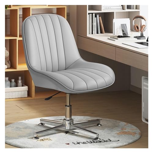 ZERAPH Ergonomic Armless Criss Cross Legged Schreibtischstuhl mit Pu gepolstert für Heimbüro oder Waschtisch (hellgrau) von ZERAPH