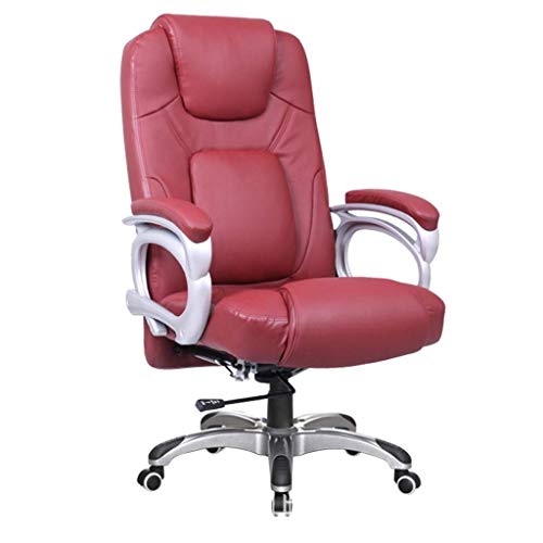 ZERAPH Ergonomic Classic Leder gepolstert mit mittlerem Back Office Schreibtisch Stuhl mit Armlehre PU Boss Stuhl für Computer Gaming Internet Cafe Haushalt Liegesitz rot von ZERAPH