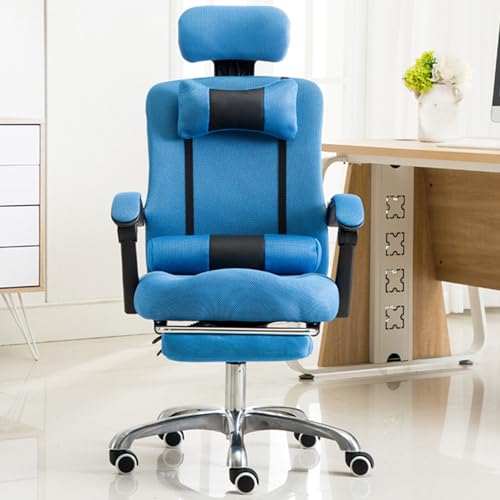 ZERAPH Ergonomic Gaming Office Computer Schreibtischstuhl mit rockiger Funktion Verstellbarer Kopfstütze 3D Dicke Kissen Bequeme und einziehbare Fußstütze für PC Gamer (blau) von ZERAPH