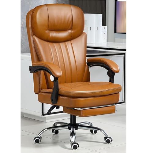 ZERAPH Ergonomic Gaming Office Computer Schreibtischstuhl mit rockiger und funktionierender echter Ledersitz, der Rückenlehne und breite Kopfstütze für Home Office (Brown) zurückgelegt hat von ZERAPH
