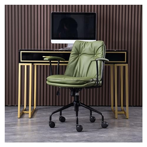 ZERAPH Ergonomic Home Office Schreibtischstuhl mit Verstellbarer Lendenwirbelsäule und gepolsterter Armlehne PU -Leder -Computerstuhl mit Metallbasis für Bürospiele und Waschtisch von ZERAPH
