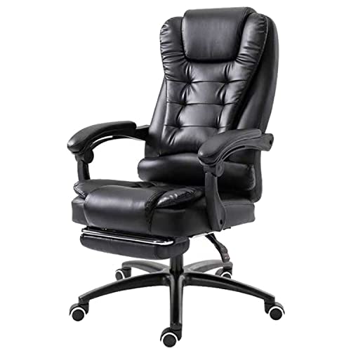ZERAPH Ergonomic Leder Desk Stuhl mit Fußruhe Kopfstütze und Lendenwirbelsäule Schwenkstuhl für Home Office Verstellbarer Höhe Black Conference Room Stuhl mit Komfortables Design von ZERAPH