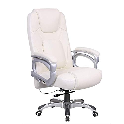 ZERAPH Ergonomisches Leder mit mittlerem Back Office Stuhl mit Armlehre PU Boss Stuhl für Computer Gaming Internet Cafe und Haushaltsnutzung Weiß von ZERAPH