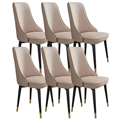 ZERAPH Esstuhl Set von 6 robusten Kohlenstoffstahlmetallbeinen Mikrofaser -Leder Wohnzimmer Lounge Stühle (Farbe: Khaki) von ZERAPH