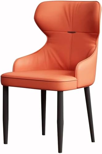 ZERAPH Esszimmerstühle Leder Haushaltsschreibtisch Stuhl Ergonomie Sitz Stabiler Kohlenstoffstahlmetallbeine (Farbe: Dunkelorange) von ZERAPH