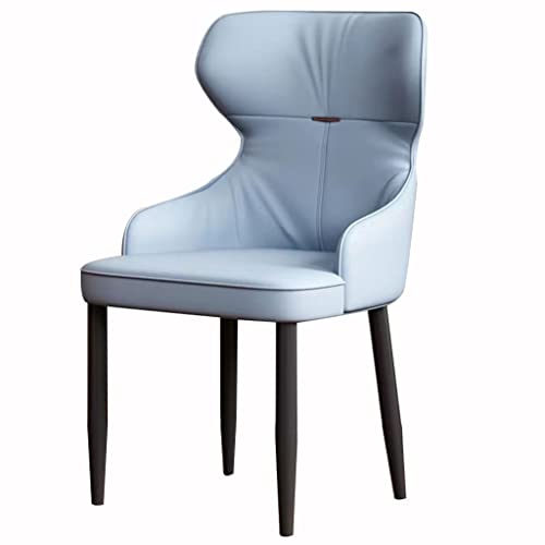 ZERAPH Esszimmerstühle Leder Haushaltsschreibtisch Stuhl Ergonomie Sitz Stabiler Kohlenstoffstahlmetallbeine (Farbe: Hellblau) von ZERAPH