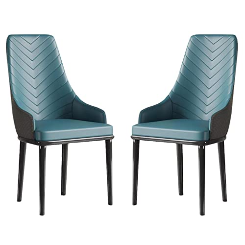 ZERAPH Esszimmerstühle Set aus 2 modernen PU -Leder mit hohem Rücken gepolstert weicher Sitz Stabiler Kohlenstoffstahl -Metallbeine (Farbe: Blau) von ZERAPH