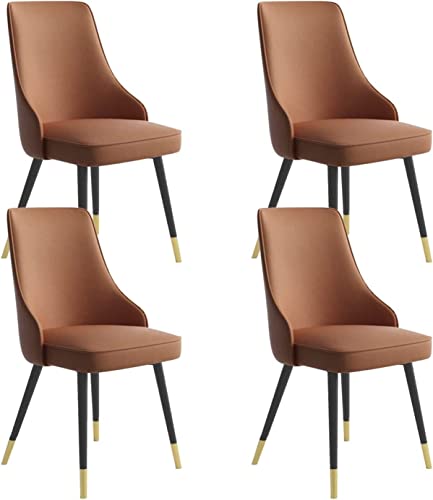 ZERAPH Esszimmerstühle Set von 4 wasserfesten PU Leder Wohnzimmer Seitenstühle mit Metallbeinen Küchenlounge Thekestühle (Farbe: Dunkler Kaffee, Größe: Schwarze Gold Füße) von ZERAPH