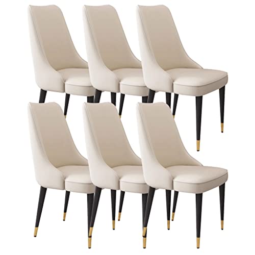 ZERAPH Esszimmerstühle Set von 6 Mikrofaser -Leder -Wohnzimmer -Counterstühlen robuste Kohlenstoffstahl -Metallbeine (Farbe: Beige) von ZERAPH