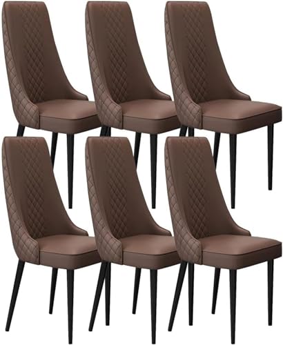 ZERAPH Esszimmerstühle Set von 6 Mikrofaser -Leder -Wohnzimmer -Counterstühlen robuste Kohlenstoffstahl -Metallbeine (Farbe: Braun, Größe: Schwarze Füße) von ZERAPH