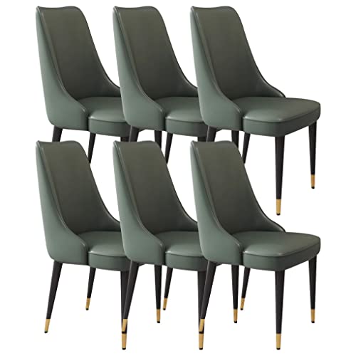 ZERAPH Esszimmerstühle Set von 6 Mikrofaser -Leder -Wohnzimmer -Counterstühlen robuste Kohlenstoffstahl -Metallbeine (Farbe: Dunkelgrün) von ZERAPH