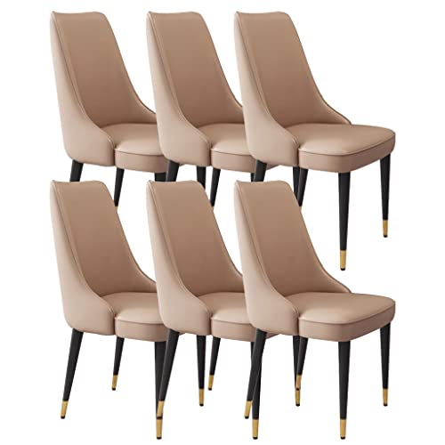 ZERAPH Esszimmerstühle Set von 6 Mikrofaser -Leder -Wohnzimmer -Counterstühlen robuste Kohlenstoffstahl -Metallbeine (Farbe: Khaki) von ZERAPH
