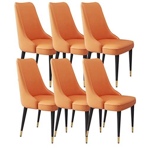 ZERAPH Esszimmerstühle Set von 6 Mikrofaser -Leder -Wohnzimmer -Counterstühlen robuste Kohlenstoffstahl -Metallbeine (Farbe: Orange) von ZERAPH