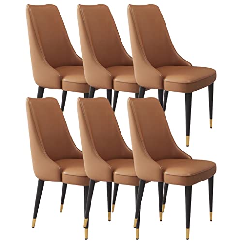 ZERAPH Esszimmerstühle Set von 6 Mikrofaser -Leder -Wohnzimmer -Counterstühlen robuste Metallbeine aus Kohlenstoffstahl (Farbe: Leichter Kaffee) von ZERAPH