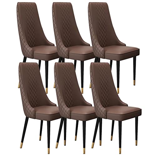 ZERAPH Esszimmerstühle Set von 6 Mikrofaser -Leder -Wohnzimmer -Counterstühlen stabil robuste Metallbeine (Farbe: Braun, Größe: Goldene Füße) von ZERAPH
