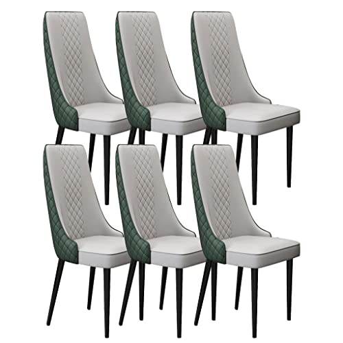 ZERAPH Esszimmerstühle Set von 6 Mikrofaser -Leder -Wohnzimmer -Counterstühlen stabil robuste Metallbeine (Farbe: hellgrau+dunkelgrün, Größe: Schwarze Füße) von ZERAPH