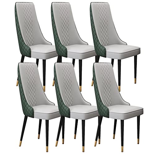 ZERAPH Esszimmerstühle Set von 6 Mikrofaser -Leder -Wohnzimmer Lounge Counterstühle robuste Kohlenstoffstahl -Metallbeine (Farbe: hellgrau+dunkelgrün, Größe: goldene Füße) von ZERAPH