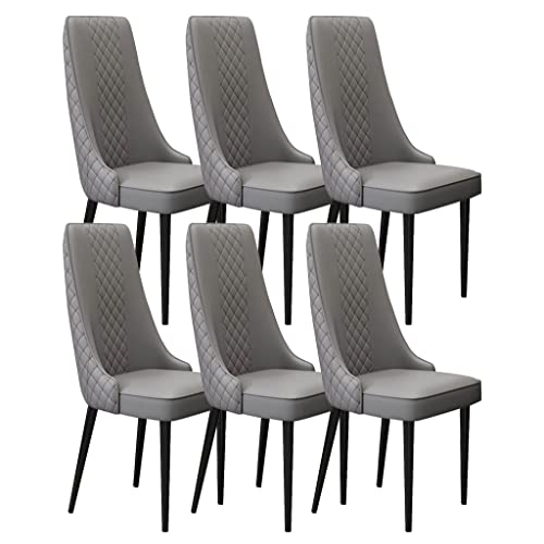 ZERAPH Esszimmerstühle Set von 6 Mikrofaser -Leder -Wohnzimmer Lounge Theken Stühle robuste Kohlenstoffstahl -Metallbeine (Farbe: Dunkelgrau, Größe: Schwarze Füße) von ZERAPH