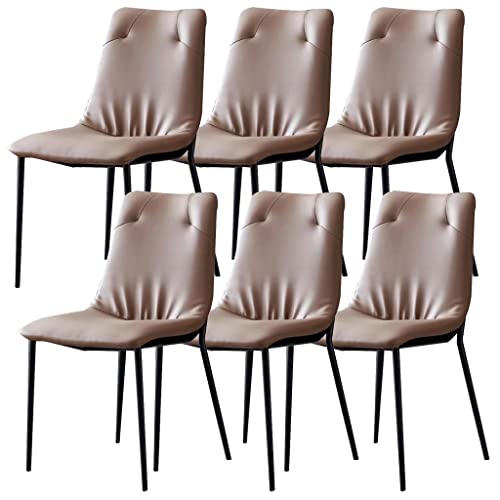 ZERAPH Esszimmerstühle Set von 6 künstlichen Leder Wohnzimmer Lounge Counterstühle robuste Kohlenstoffstahl -Metallbeine (Farbe: Khaki) von ZERAPH