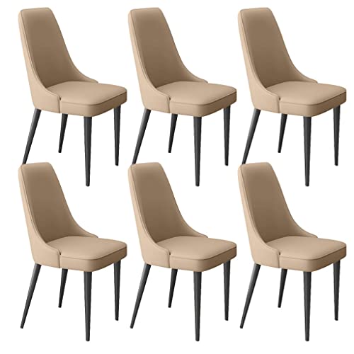 ZERAPH Esszimmerzimmerstühle Set von 6 modernen Latex -Pad -Essstühlen mit weichem Mikrofaser -Leder und Metallbeinen, Seitenstühle für Wohnzimmer (Farbe: Khaki, Größe: Schwarze Füße) von ZERAPH
