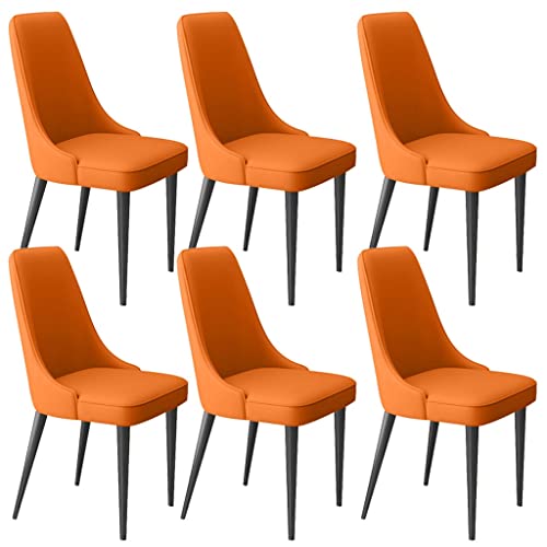 ZERAPH Esszimmerzimmerstühle Set von 6 modernen Latex -Pad -Essstühlen mit weichem Mikrofaserleder und Metallbeinen, Seitenstühle für Wohnzimmer (Farbe: Orange, Größe: Schwarze Füße) von ZERAPH