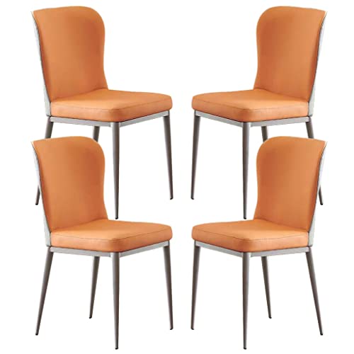 ZERAPH Küche 4 Mikrofaser -Leder -Küchentisch Seitstühle Ergonomie Sitz Stabiler Kohlenstoffstahl -Metallbeine (Farbe: charmante Orange) von ZERAPH