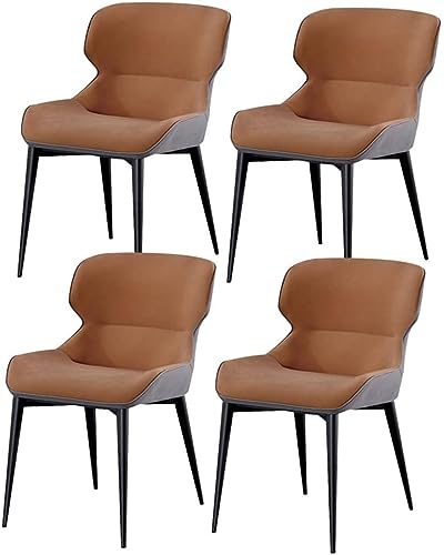 ZERAPH Küche Essstühle Set mit 4 wasserfesten Lederseitenstühle mit Kohlenstoffstahl Rahmen Küche Wohnzimmer Lounge Thekestühle (Farbe: Khaki) von ZERAPH