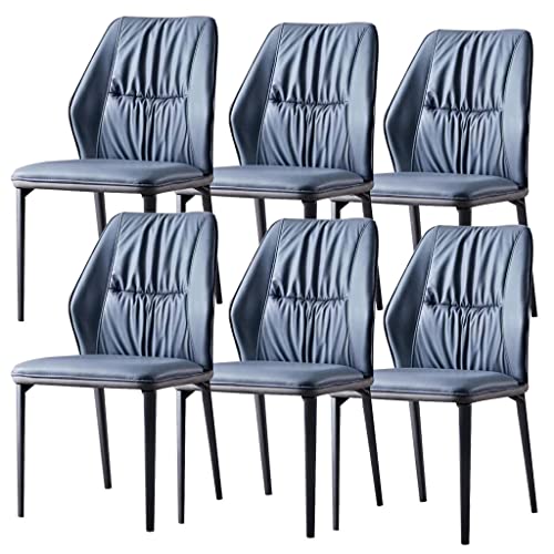 ZERAPH Küche Esszimmerstühle Set von 6 mit künstlicher weicher Leder Cover Kissen Sitz und Metallbeine Küche Wohnzimmer Seitenstühle (Farbe: Dunkelblau) von ZERAPH