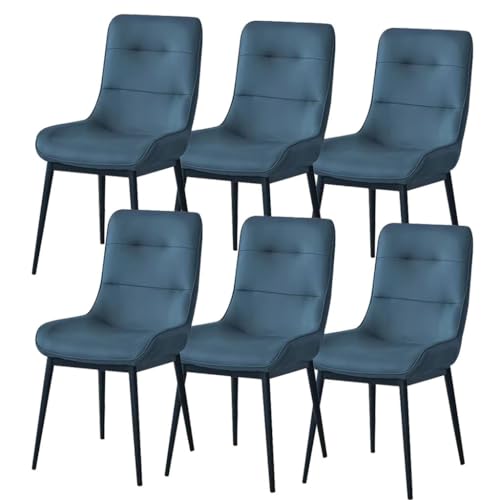 ZERAPH Küche Küche Essstühle Set 6 Kunstleder Wohnzimmer Lounge Schalterstühle robuste Metallbeine Haushaltsschreibtischstuhl (Farbe: Blau) von ZERAPH