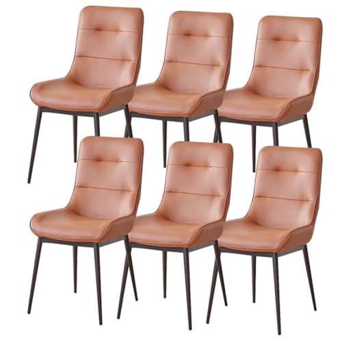 ZERAPH Küchenküche Essstühle Set 6 Kunstleder Wohnzimmer Lounge Theke Stühle robuste Metallbeine Haushaltsschreibtischstuhl (Farbe: Orange) von ZERAPH