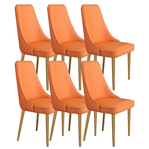 ZERAPH Küchenküche Essstühle Set 6 Mikrofaser -Leder Ergonomie Sitz robuster Kohlenstoffstahl Metallbeine (Farbe: Orange) von ZERAPH