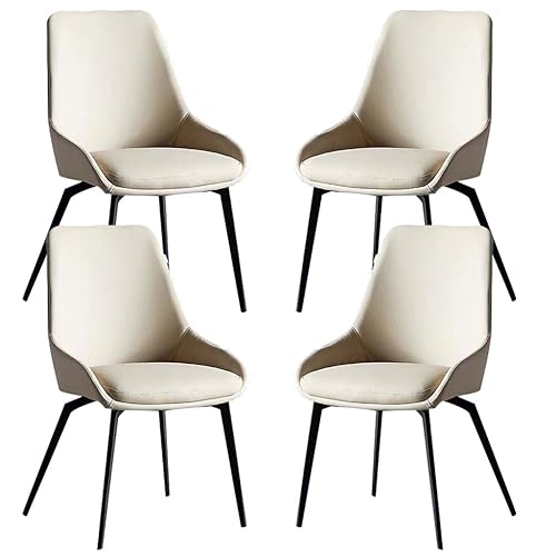 ZERAPH Küchenküche Essstühle Set aus 4 Mikrofaser -Leder -Wohnzimmer -Liegestühle mit robusten Kohlenstoffstahl Metallbeinen (Farbe: Off White) von ZERAPH
