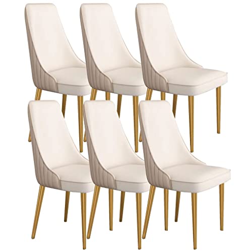 ZERAPH Küchenküche Essstühle Set von 6 Mikrofaser -Leder -Ergonomie Sitz Stabiler Kohlenstoffstahl -Metallbeine (Farbe: Khaki+Beige Weiß) von ZERAPH