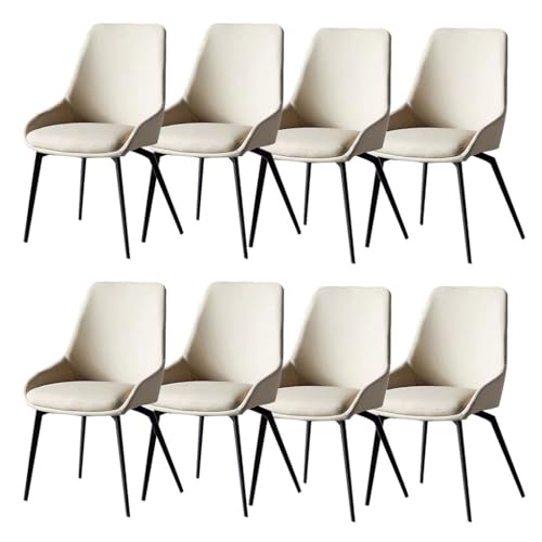 ZERAPH Küchenküche Essstühle Set von 8 Mikrofaser -Leder -Wohnzimmer -Liegestühle mit robusten Kohlenstoffstahl Metallbeinen (Farbe: Off White) von ZERAPH