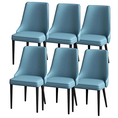 ZERAPH Küchenküche Essstuhl Set 6 Napa Leder Wohnzimmer Lounge Counterstühle robuste Kohlenstoffstahl -Metallbeine (Farbe: Hellblau) von ZERAPH