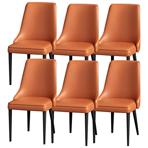 ZERAPH Küchenküche Essstuhl Set 6 Napa Leder Wohnzimmer Lounge Counterstühle robuste Kohlenstoffstahl -Metallbeine (Farbe: Orange) von ZERAPH
