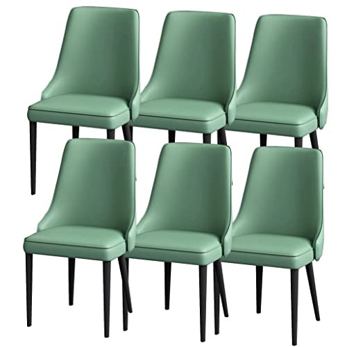 ZERAPH Küchenküche Essstuhl Set 6 Napa Leder Wohnzimmer Lounge Counterstühle robuste Kohlenstoffstahlmetallbeine (Farbe: Grün) von ZERAPH
