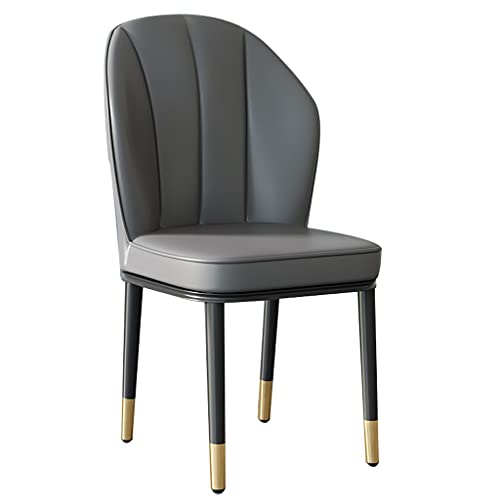ZERAPH Küchenleder Esszimmerstühle, Moderne Schlafzimmer Cover Lounge Wohnzimmerempfang Stuhl Sturdige Kohlenstoffstahlmetallbeine (Farbe: Grau, Größe: Schwarze Goldfüße) von ZERAPH